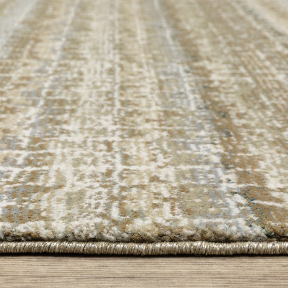 8' Ivory And Gray Abstract Runner Rug