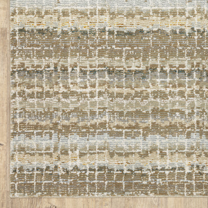 8' Runner Gray and Ivory Abstract Power Loom Runner Rug