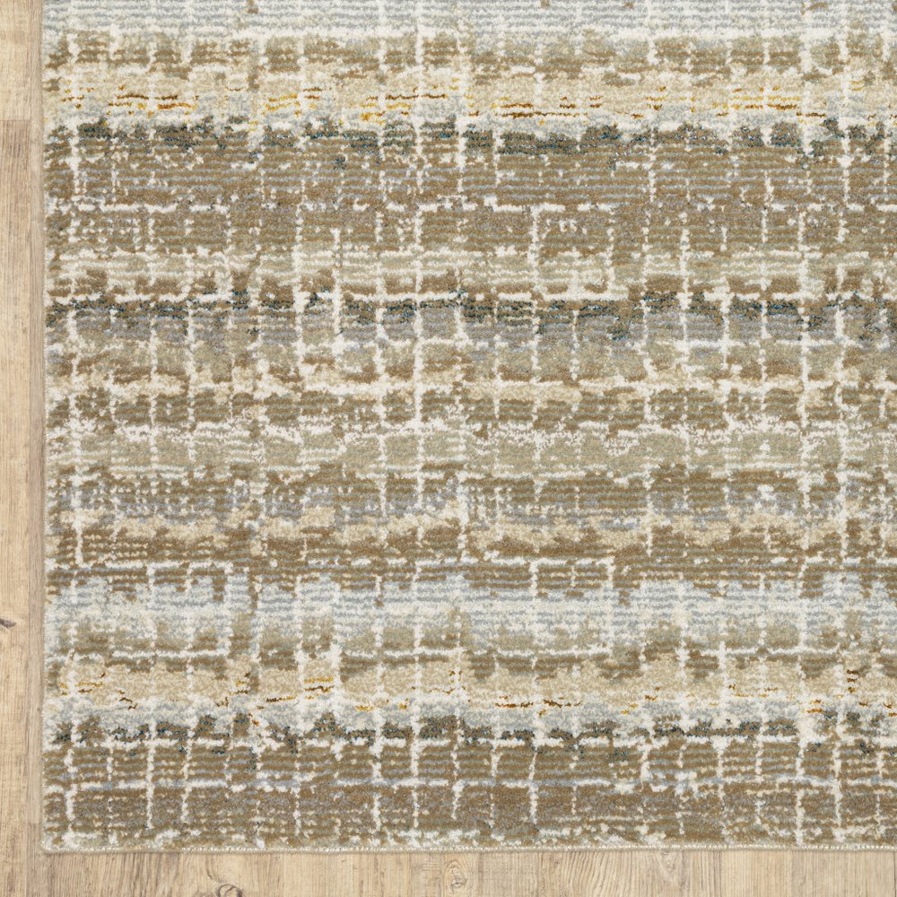 8' Ivory And Gray Abstract Runner Rug