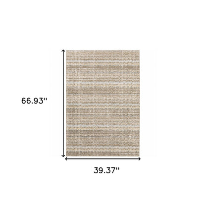 3' X 5' Gray and Ivory Abstract Power Loom Area Rug