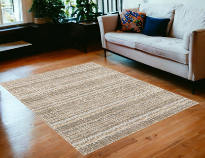 5' X 7' Gray and Ivory Abstract Power Loom Area Rug