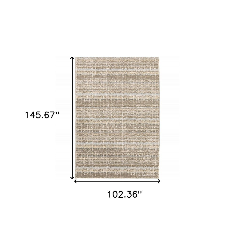 9' X 12' Gray and Ivory Abstract Power Loom Area Rug
