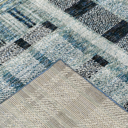 10' X 13' Blue Geometric Power Loom Area Rug