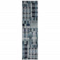 8' Blue And Midnight Geometric Runner Rug
