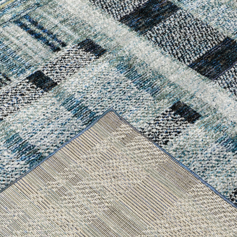 8' Blue And Midnight Geometric Runner Rug
