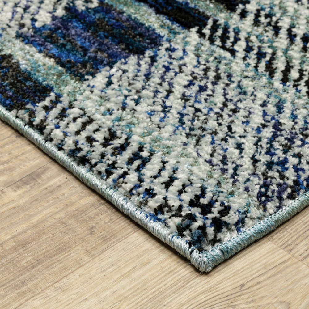 12' Blue Geometric Runner Rug