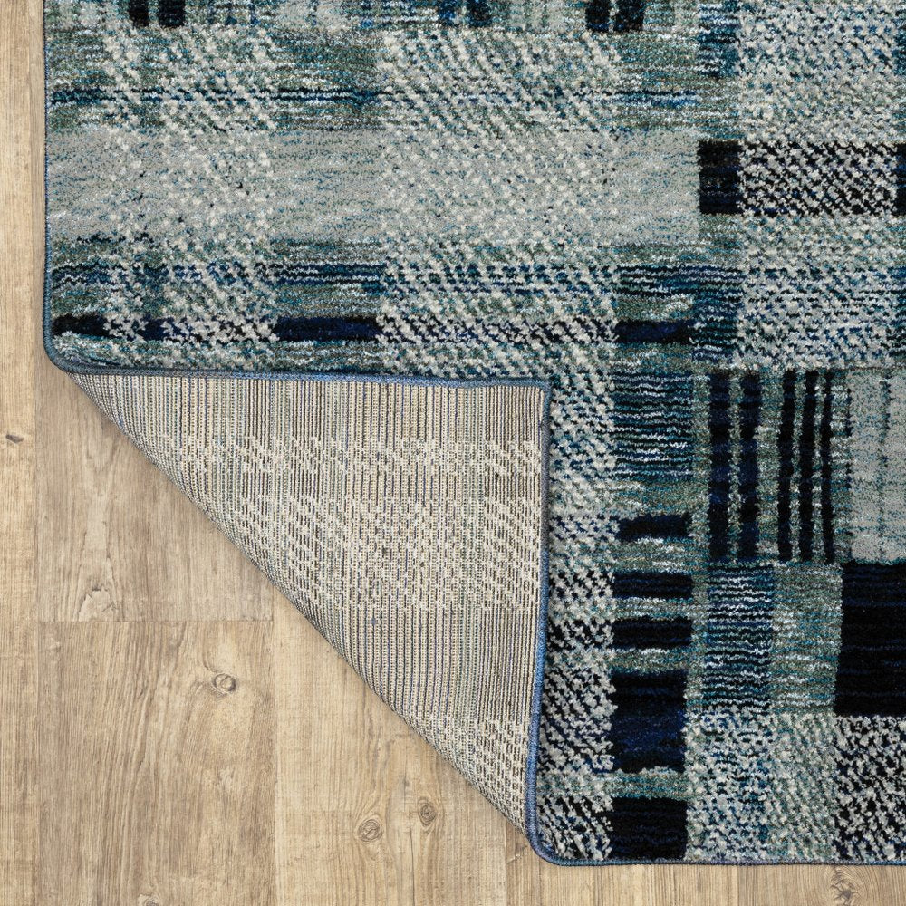 12' Blue Geometric Runner Rug