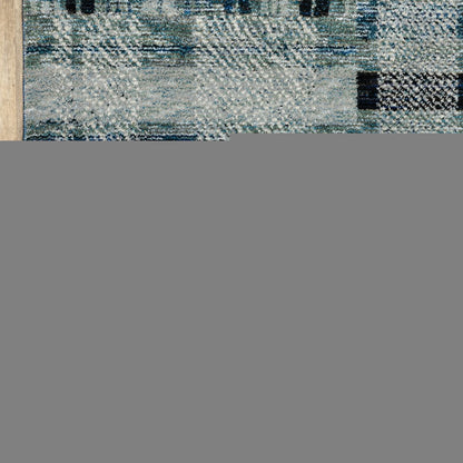 12' Blue Geometric Runner Rug