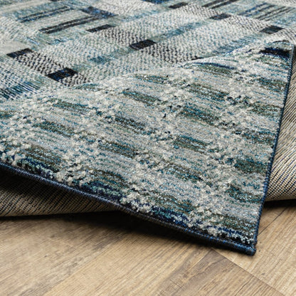 12' Blue Geometric Runner Rug