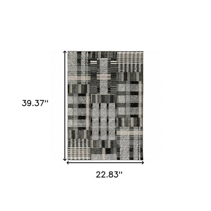 2' X 3' Black And Gray Geometric Area Rug