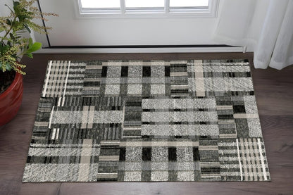 2' X 3' Black And Gray Geometric Area Rug