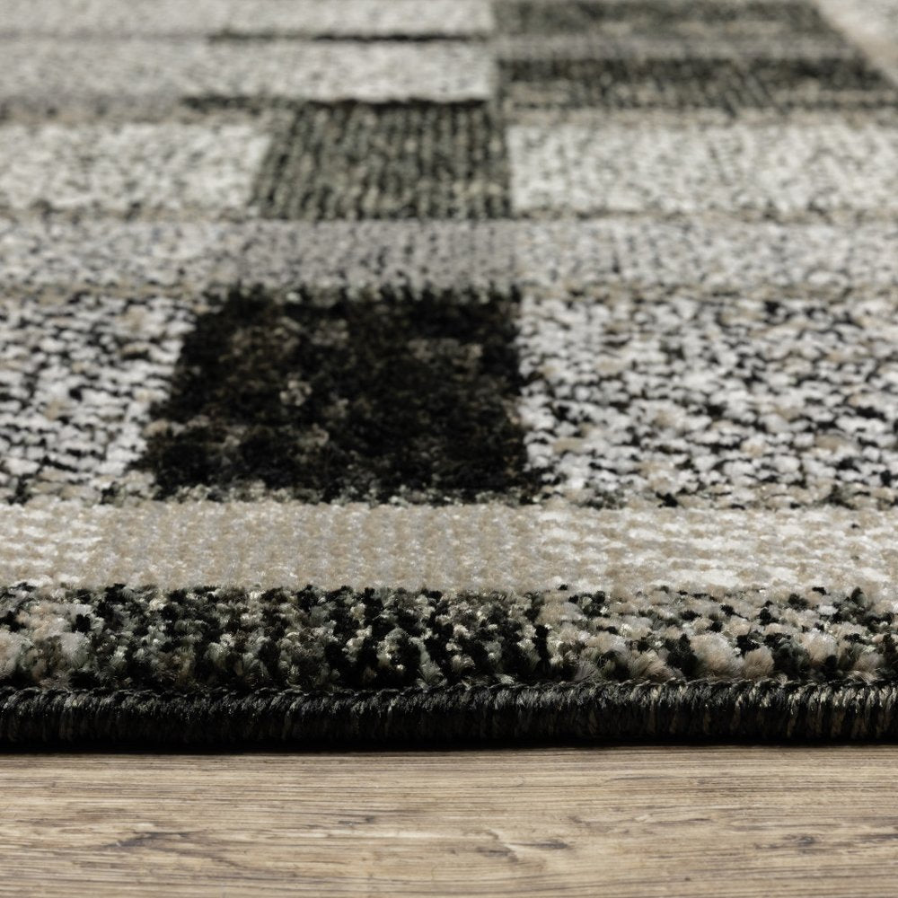 2' X 3' Black And Gray Geometric Area Rug