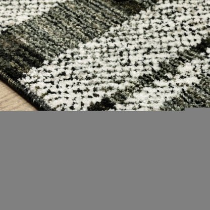 3' X 5' Gray and Black Geometric Power Loom Area Rug
