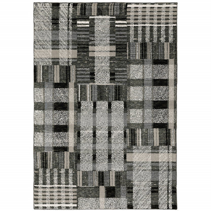 7' X 10' Gray and Black Geometric Power Loom Area Rug