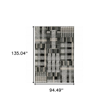 8' X 11' Gray and Black Geometric Power Loom Area Rug