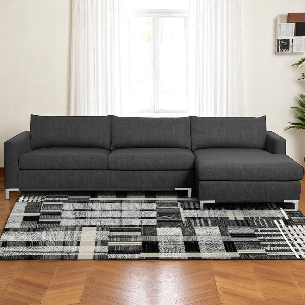 8' X 11' Gray and Black Geometric Power Loom Area Rug