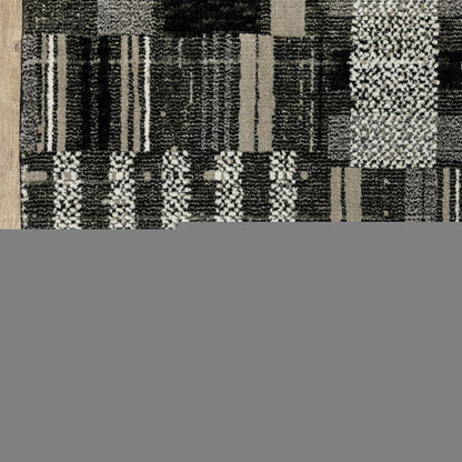 9' X 12' Gray and Black Geometric Power Loom Area Rug