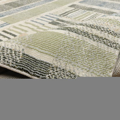 2' X 3' Blue And Green Geometric Area Rug