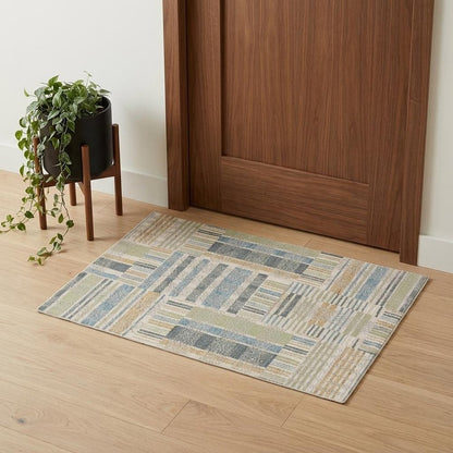 3' X 5' Blue And Green Geometric Area Rug