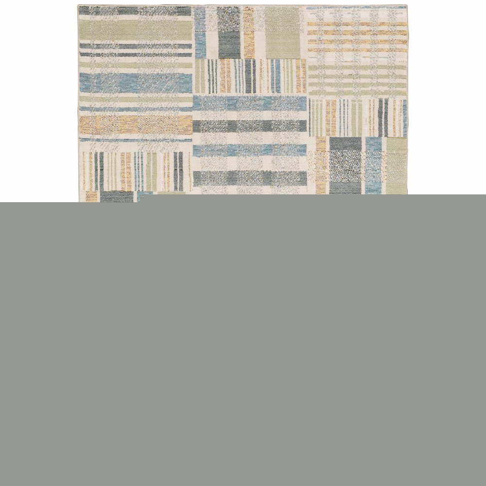 3' X 5' Blue And Green Geometric Area Rug