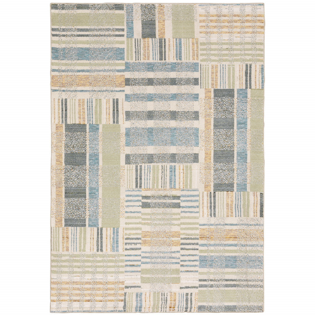 5' X 7' Gray and Ivory Geometric Power Loom Area Rug