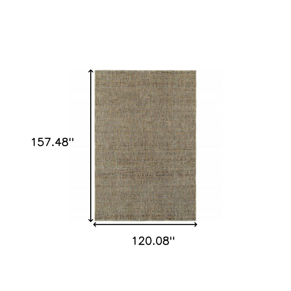 10' X 13' Blue And Gold Geometric Distressed Area Rug