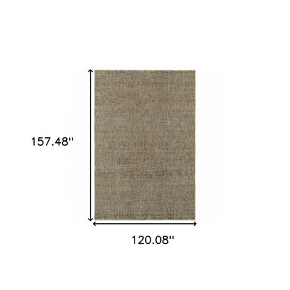 10' X 13' Blue And Gold Geometric Distressed Area Rug