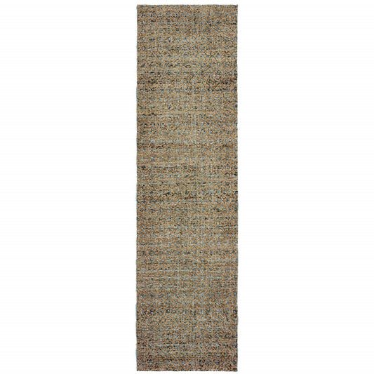 8' Blue And Silver Geometric Runner Rug