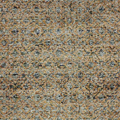 8' Blue And Silver Geometric Runner Rug