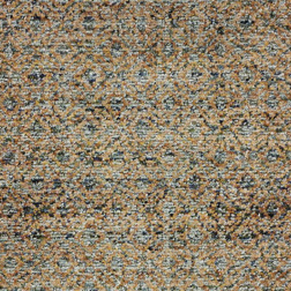 8' Blue And Silver Geometric Runner Rug