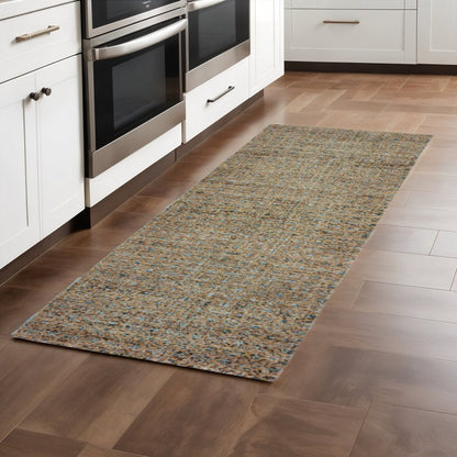 8' Blue And Silver Geometric Runner Rug