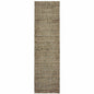 12' Blue And Gold Geometric Distressed Runner Rug