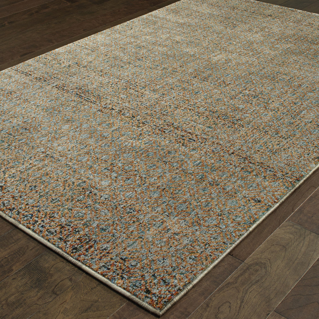 3' X 5' Blue and Silver Geometric Power Loom Area Rug