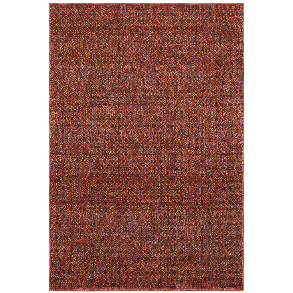 10' X 13' Red and Gold Geometric Power Loom Area Rug