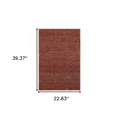 2' X 3' Red and Gold Geometric Power Loom Area Rug