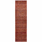 8' Red And Rust Geometric Distressed Runner Rug