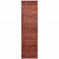 8' Red And Rust Geometric Distressed Runner Rug
