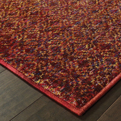 8' Red And Rust Geometric Distressed Runner Rug