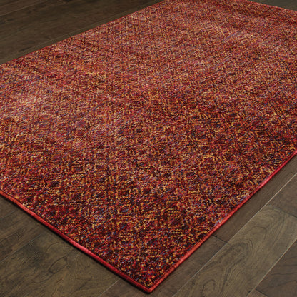 3' X 5' Red and Gold Geometric Power Loom Area Rug