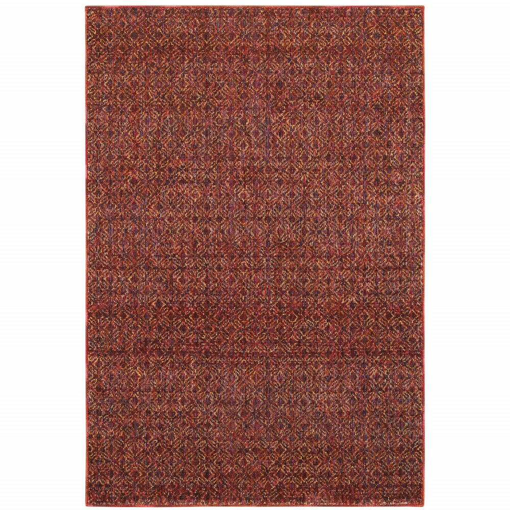 5' X 7' Red And Rust Geometric Distressed Area Rug