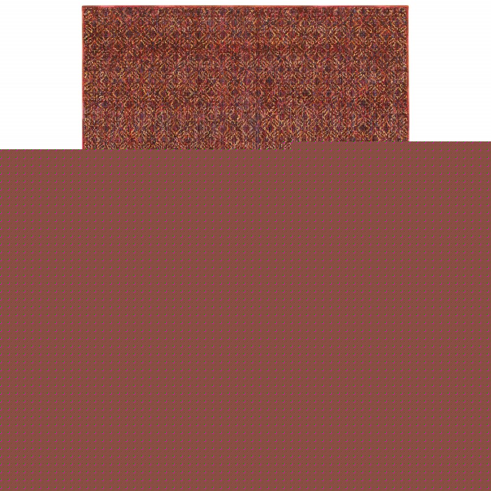 5' X 7' Red And Rust Geometric Distressed Area Rug