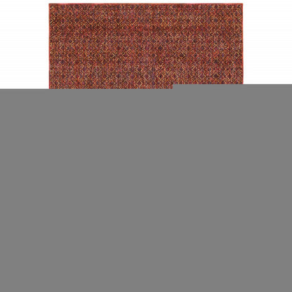 5' X 7' Red And Rust Geometric Distressed Area Rug