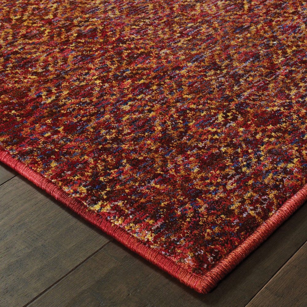 5' X 7' Red And Rust Geometric Distressed Area Rug
