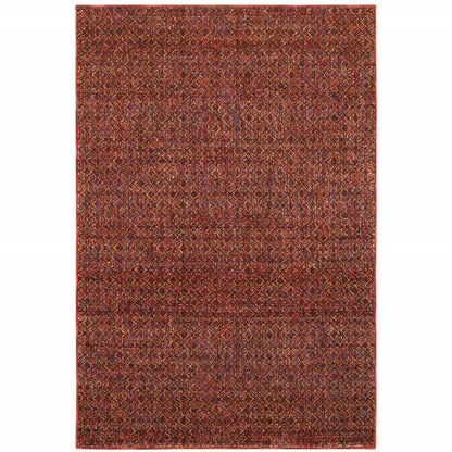 8' X 11' Red and Gold Geometric Power Loom Area Rug