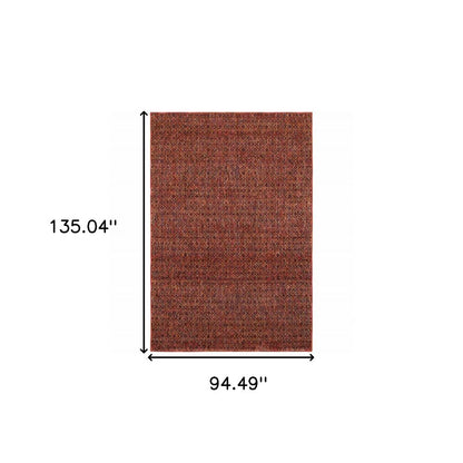 8' X 11' Red and Gold Geometric Power Loom Area Rug