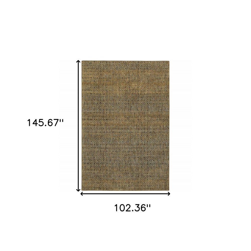 9' X 12' Green Geometric Power Loom Area Rug