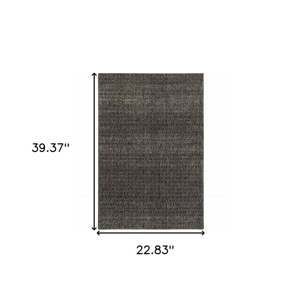 2' X 3' Gray Geometric Power Loom Area Rug