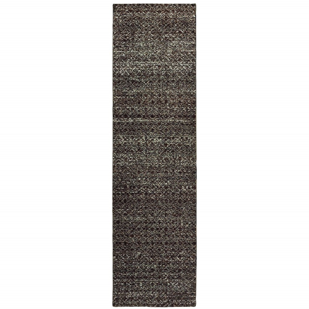 8' Gray Geometric Runner Rug