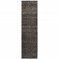 12' Runner Charcoal Grey and Brown Geometric Power Loom Runner Rug