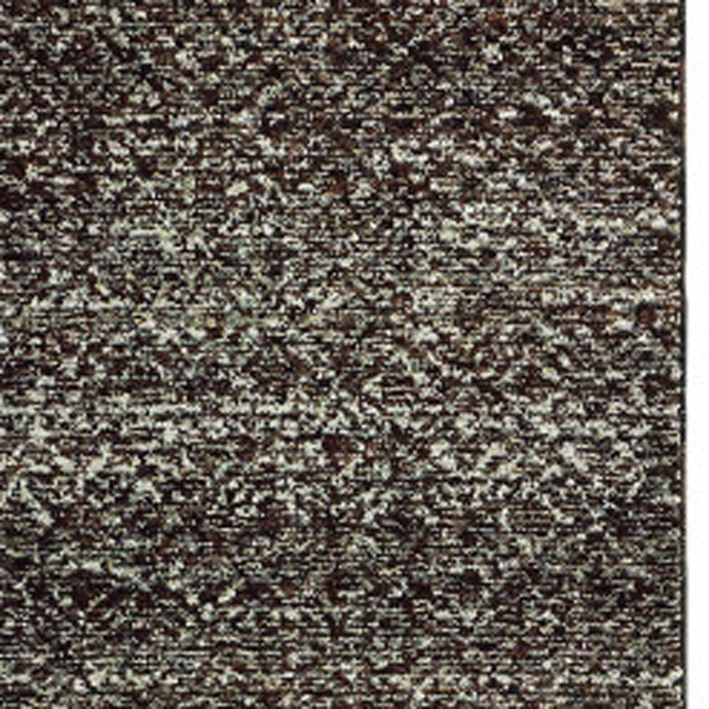 12' Charcoal Gray And Brown Geometric Runner Rug